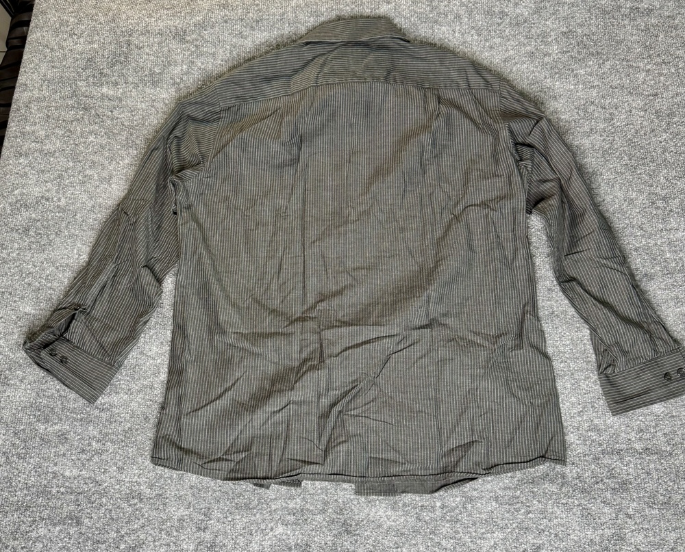 BCBGMAXAZRIA Shirt Mens L Gray Pinstripe Long Sleeve Button Up Modern Fit - Picture 11 of 14